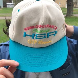 Sebring Endurance White Canvas Hat with Turquoise Bill
